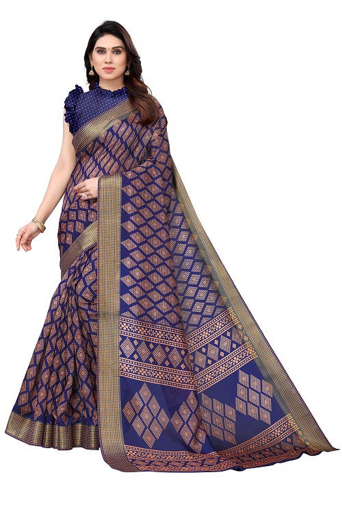 Zari Patta Gold 4 Handloom Regular Wear Wholesale Printed Sarees
